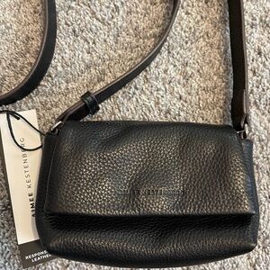Aimee Kestenberg Black Pebbled Leather Crossbody Bag